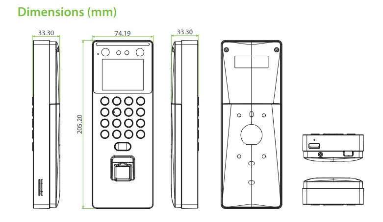Máy chấm công vân tay và thẻ ZKTeco Senseface 2A